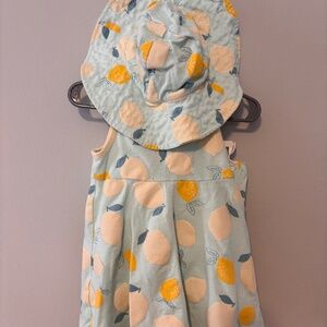 Gerber Lemon Sun Dress - Size 12 Months - Hat + Shorts